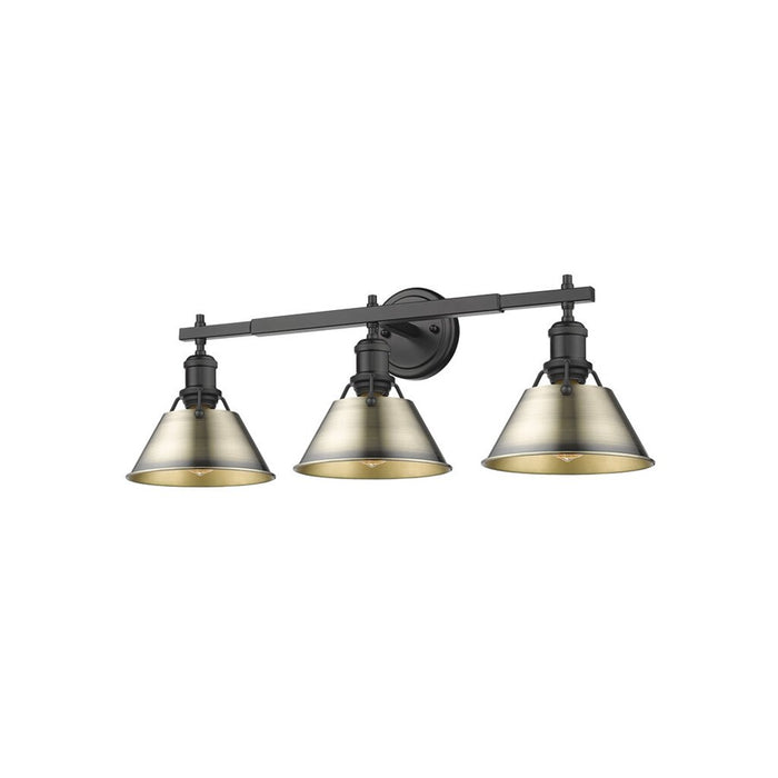 Golden Orwell 3-Light Vanity Light, Matte Black/Aged Brass