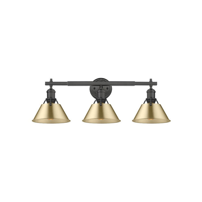 Golden Orwell 3-Lt Vanity Light, Matte Black/Champagne Bronze - 3306-BA3BLK-BCB