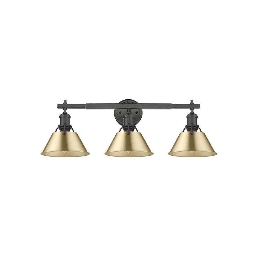 Golden Orwell 3-Lt Vanity Light, Matte Black/Champagne Bronze - 3306-BA3BLK-BCB