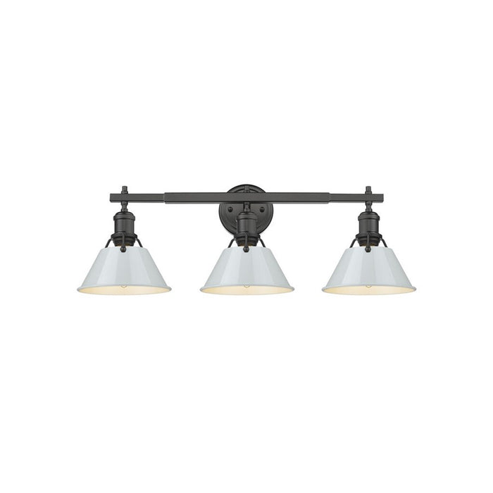 Golden Orwell 3-Light Vanity Light, Matte Black/Dusky Blue - 3306-BA3BLK-DB