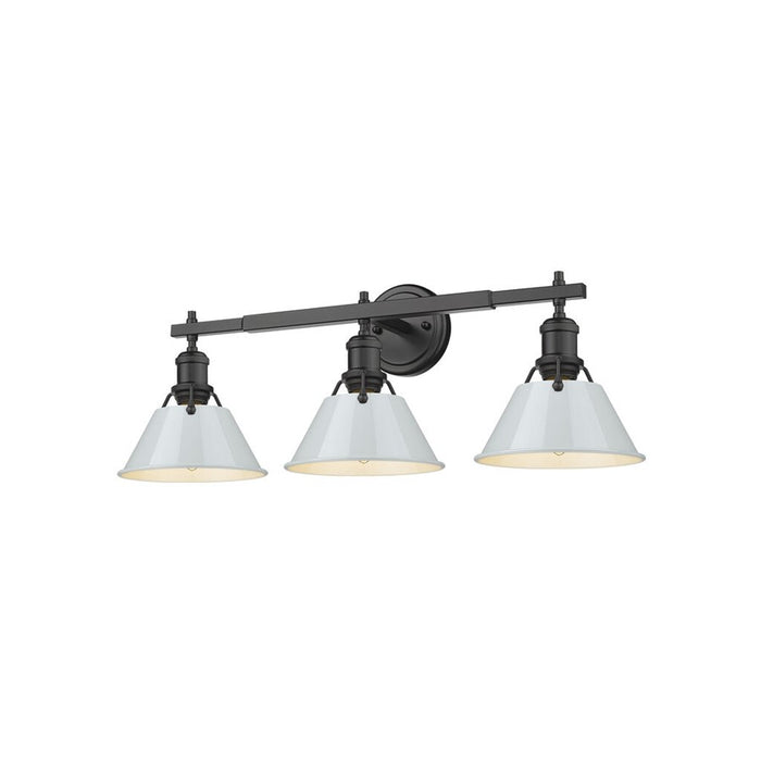 Golden Orwell 3-Light Vanity Light, Matte Black/Dusky Blue