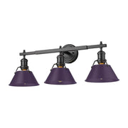 Golden Lighting Orwell 27in 3-Light Vanity Light | Industrial Matte Black and Exotic Purple Steel | Bathroom Vanity | Model 3306-BA3 BLK-EP