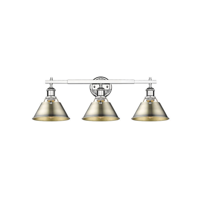 Golden Lighting Orwell 3-Light Vanity Light, Chrome/Aged Brass - 3306-BA3CH-AB