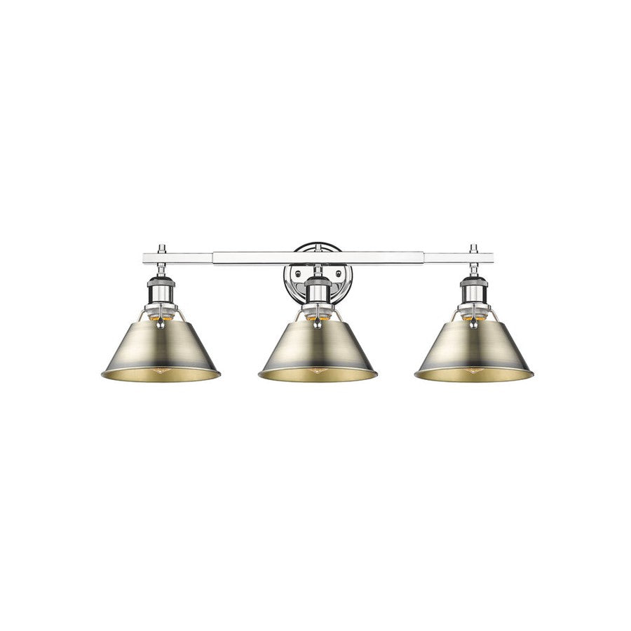 Golden Lighting Orwell 3-Light Vanity Light, Chrome/Aged Brass - 3306-BA3CH-AB