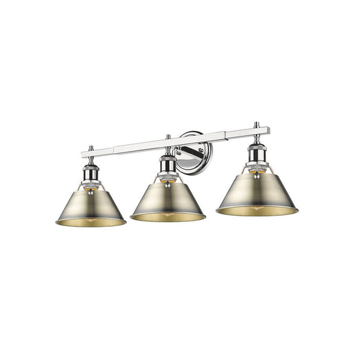 Golden Lighting Orwell 3-Light Vanity Light, Chrome/Aged Brass