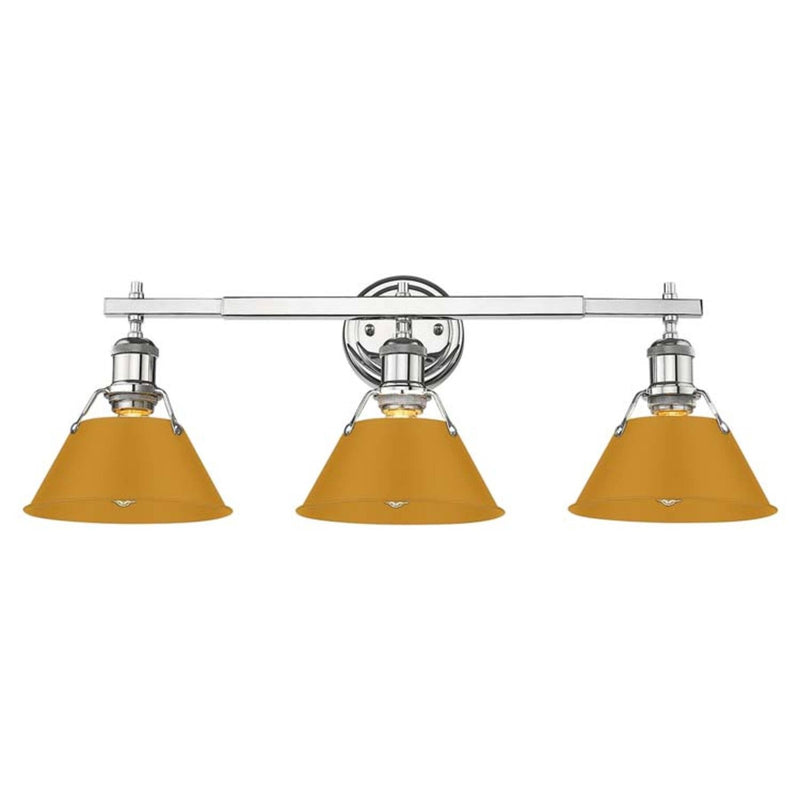 Golden Lighting Orwell 3-Light Vanity Light | Industrial Chrome and Auric Yellow Steel | Bathroom Vanity | Model 3306-BA3 CH-AY