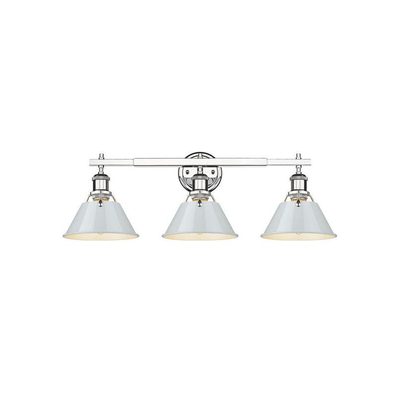 Golden Lighting Orwell 3-Light Vanity Light, Chrome/Dusky Blue - 3306-BA3CH-DB