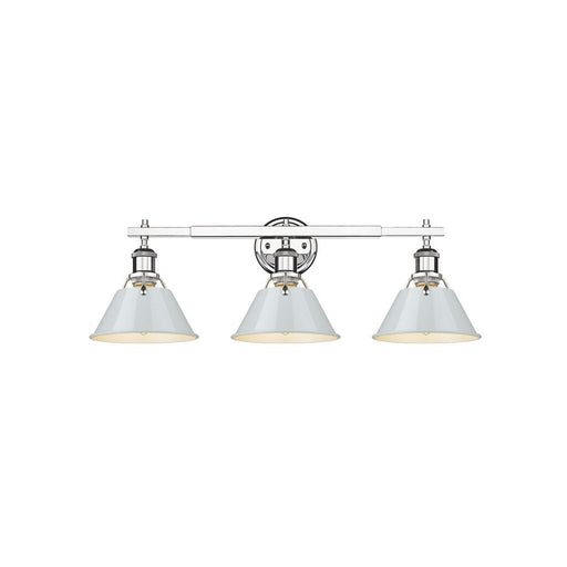 Golden Lighting Orwell 3-Light Vanity Light, Chrome/Dusky Blue - 3306-BA3CH-DB