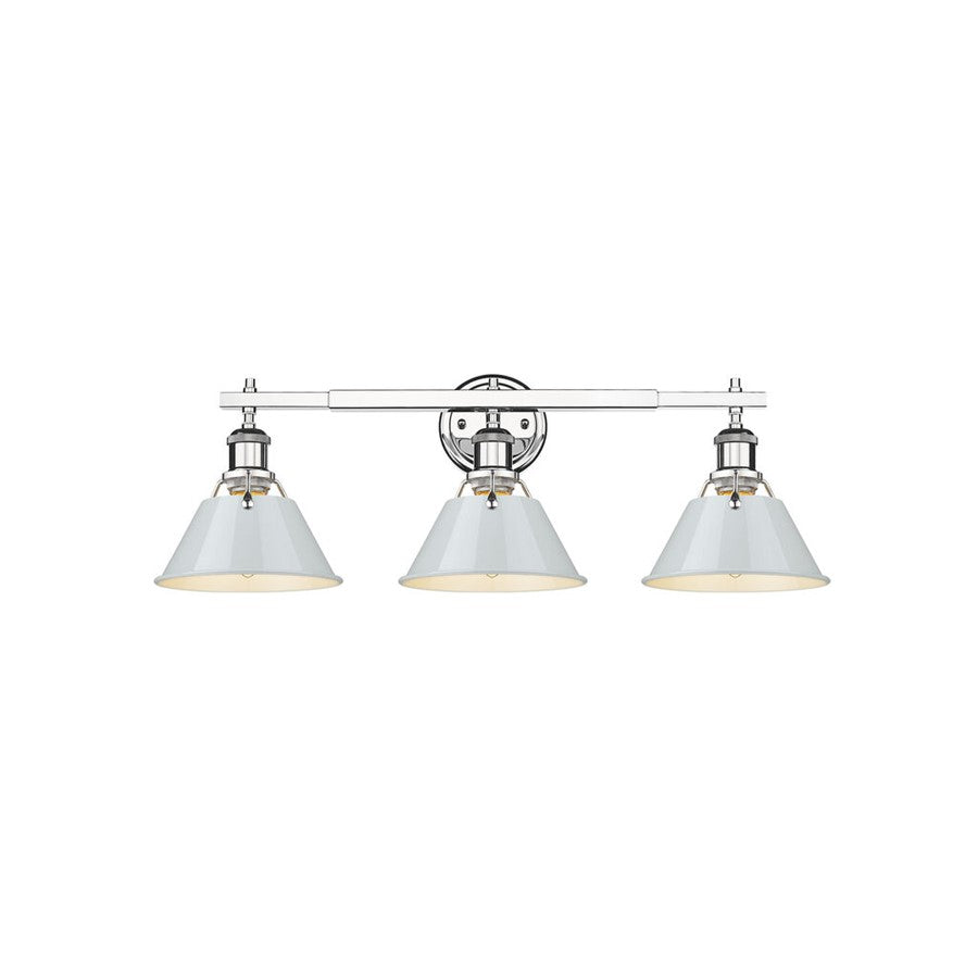 Golden Lighting Orwell 3-Light Vanity Light, Chrome/Dusky Blue - 3306-BA3CH-DB