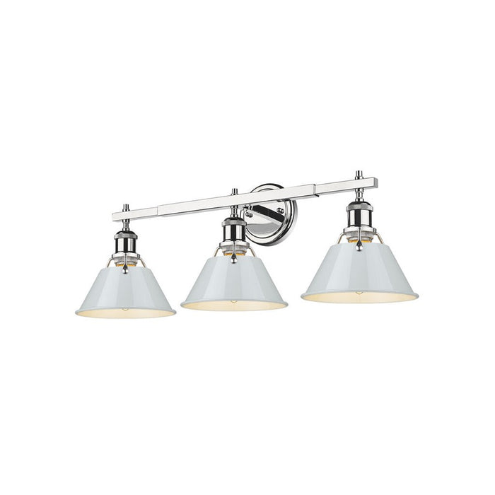 Golden Lighting Orwell 3-Light Vanity Light, Chrome/Dusky Blue