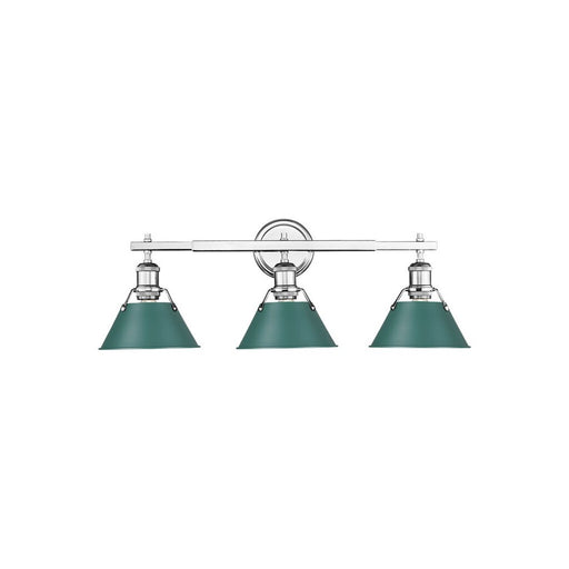 Golden Lighting Orwell 3-Light Vanity Light, Chrome/Pine Green - 3306-BA3CH-GN