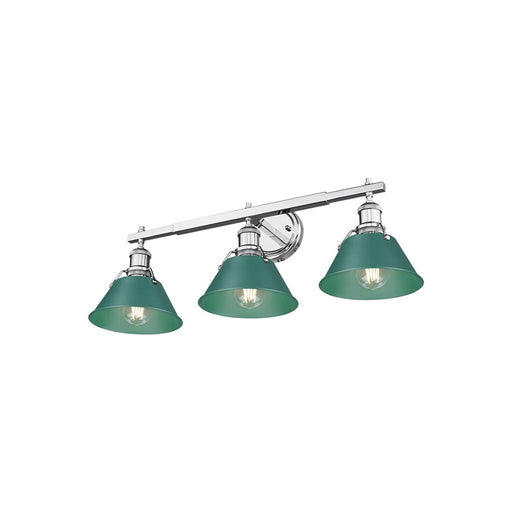 Golden Lighting Orwell 3-Light Vanity Light, Chrome/Pine Green