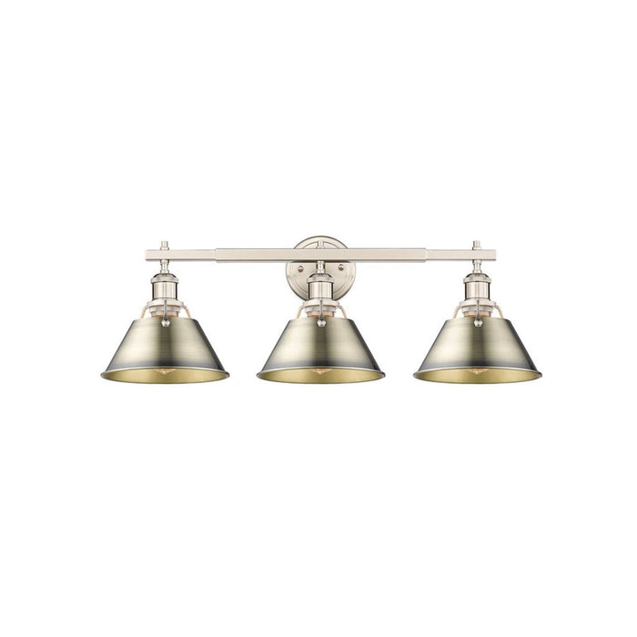 Golden Lighting Orwell 3-Light Vanity Light, Pewter/Aged Brass - 3306-BA3PW-AB