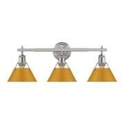 Golden Lighting Orwell 3-Light Vanity Light | Industrial Pewter and Auric Yellow Steel | Bathroom | 27.25 x 8.5 x 9.88 in | Model 3306-BA3 PW-AY