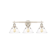 Golden Lighting Orwell 3-Light Vanity Light, Pewter/Clear Glass - 3306-BA3PW-CLR