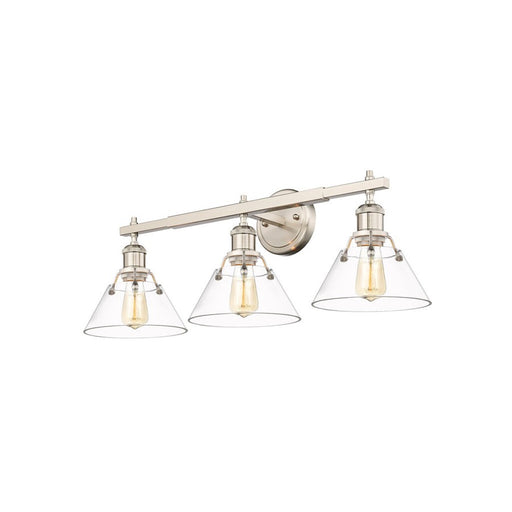 Golden Lighting Orwell 3-Light Vanity Light, Pewter/Clear Glass