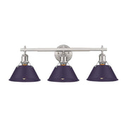 Golden Lighting Orwell 27in 3-Light Vanity Light | Industrial Pewter and Exotic Purple Steel | Bathroom Vanity | Model 3306-BA3 PW-EP