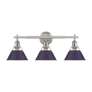 Golden Lighting Orwell 27in 3-Light Vanity Light | Industrial Pewter and Exotic Purple Steel | Bathroom Vanity | Model 3306-BA3 PW-EP