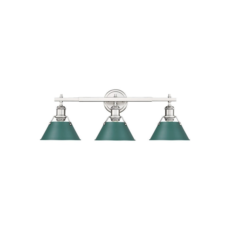 Golden Lighting Orwell 3-Light Vanity Light, Pewter/Pine Green - 3306-BA3PW-GN