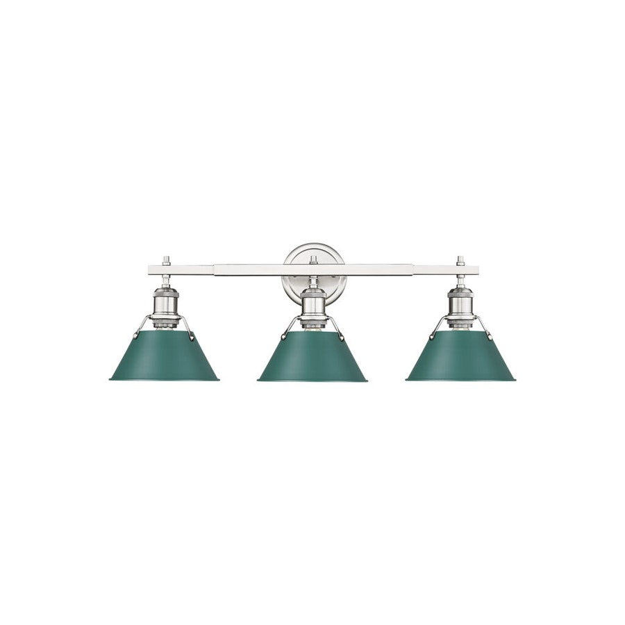 Golden Lighting Orwell 3-Light Vanity Light, Pewter/Pine Green - 3306-BA3PW-GN