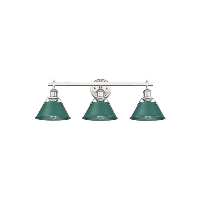 Golden Lighting Orwell 3-Light Vanity Light, Pewter/Pine Green