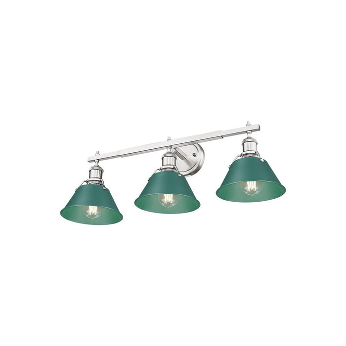 Golden Lighting Orwell 3-Light Vanity Light, Pewter/Pine Green