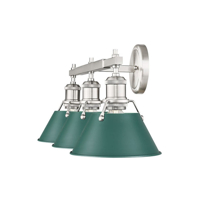 Golden Lighting Orwell 3-Light Vanity Light, Pewter/Pine Green
