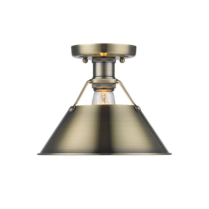 Golden Lighting Orwell 1-Light Flush Mount, Aged Brass/Aged Brass - 3306-FMAB-AB
