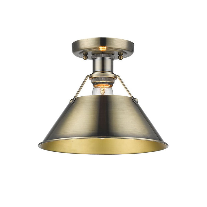 Golden Lighting Orwell 1-Light Flush Mount, Aged Brass/Aged Brass
