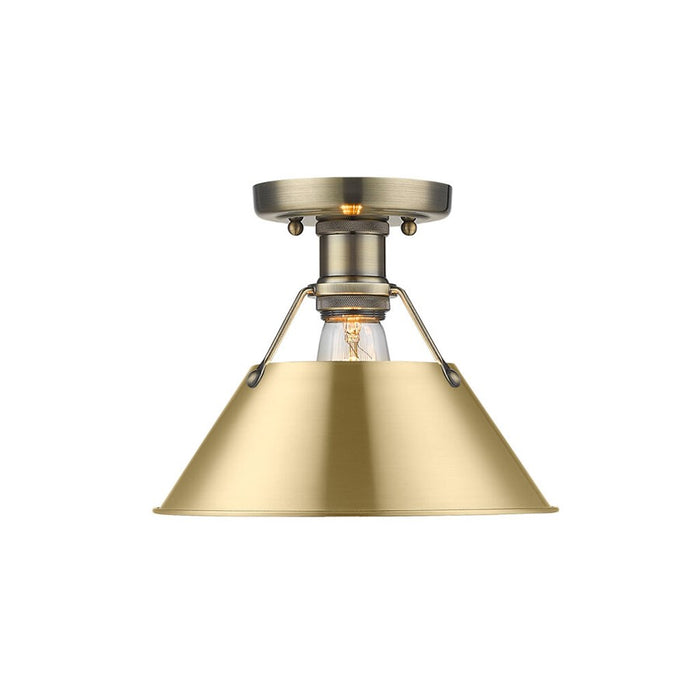 Golden Orwell 1-Light Flush Mount, Aged Brass/Champagne Bronze - 3306-FMAB-BCB