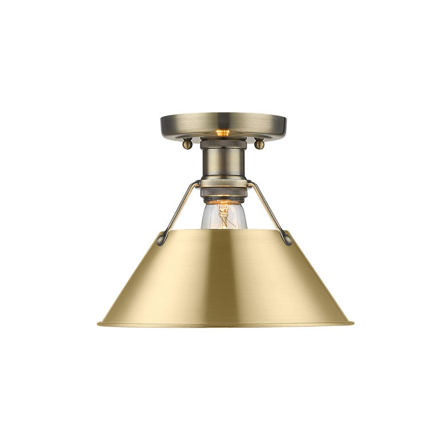Golden Orwell 1-Light Flush Mount, Aged Brass/Champagne Bronze - 3306-FMAB-BCB
