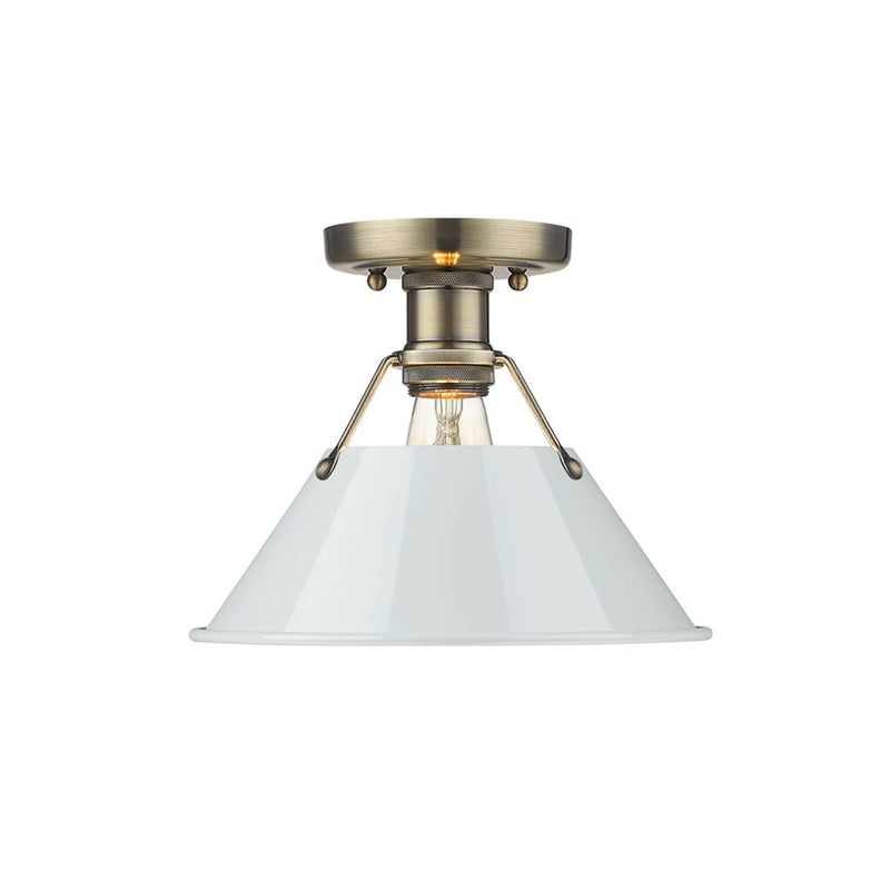 Golden Lighting Orwell 1-Light Flush Mount, Aged Brass/Dusky Blue - 3306-FMAB-DB