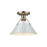 Golden Lighting Orwell 1-Light Flush Mount, Aged Brass/Dusky Blue