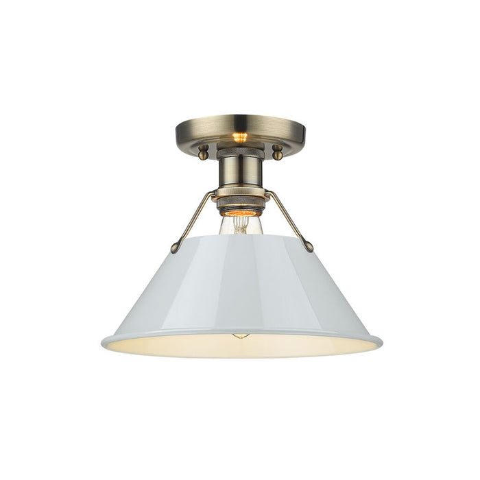 Golden Lighting Orwell 1-Light Flush Mount, Aged Brass/Dusky Blue