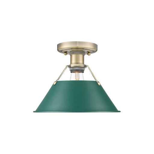 Golden Lighting Orwell 1-Light Flush Mount, Aged Brass/Pine Green - 3306-FMAB-GN