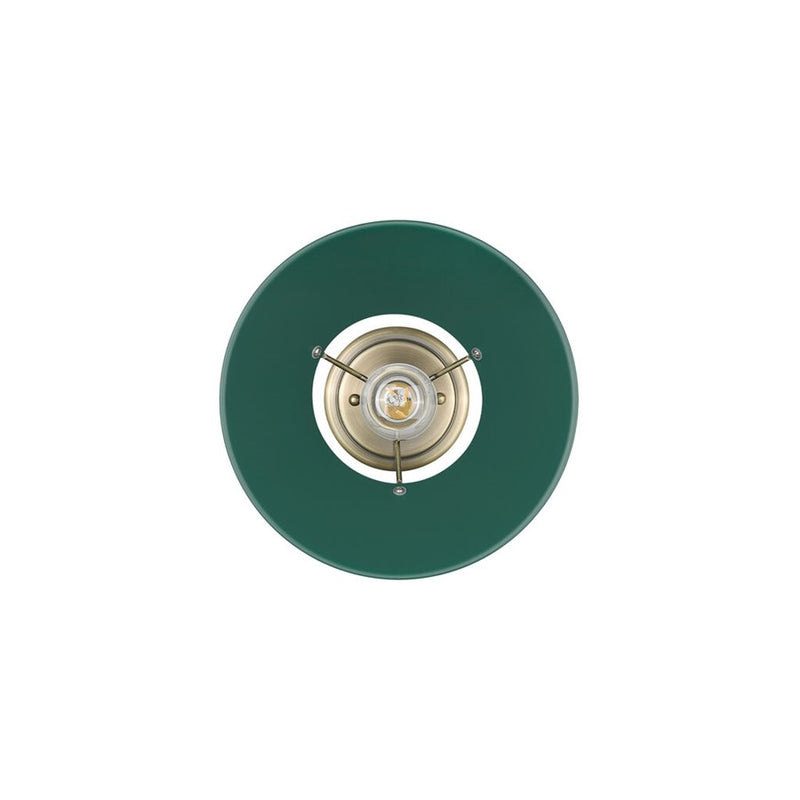 Golden Lighting Orwell 1-Light Flush Mount, Aged Brass/Pine Green