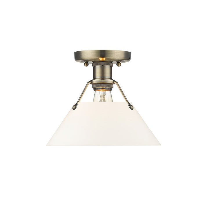 Golden Lighting Orwell 1-Light Flush Mount, Aged Brass/Opal Glass - 3306-FMAB-OP