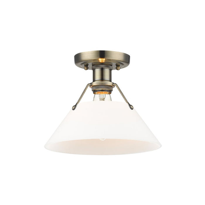 Golden Lighting Orwell 1-Light Flush Mount, Aged Brass/Opal Glass