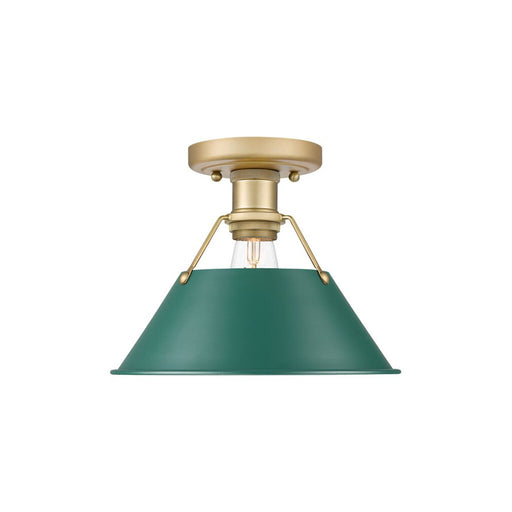 Golden Orwell 1-Light Flush Mount, Champagne Bronze/Pine Green - 3306-FMBCB-GN