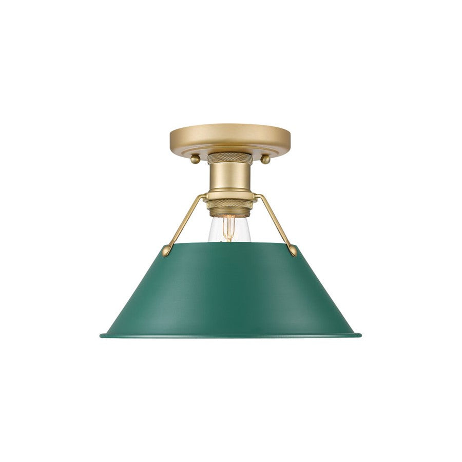 Golden Orwell 1-Light Flush Mount, Champagne Bronze/Pine Green - 3306-FMBCB-GN