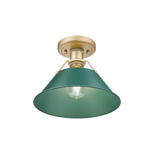 Golden Orwell 1-Light Flush Mount, Champagne Bronze/Pine Green