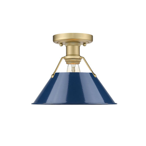 Golden Orwell 1-Light Flush Mount, Champagne Bronze/Matte Navy - 3306-FMBCB-NVY