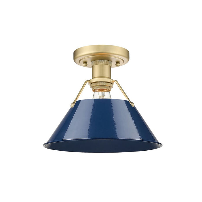 Golden Orwell 1-Light Flush Mount, Champagne Bronze/Matte Navy