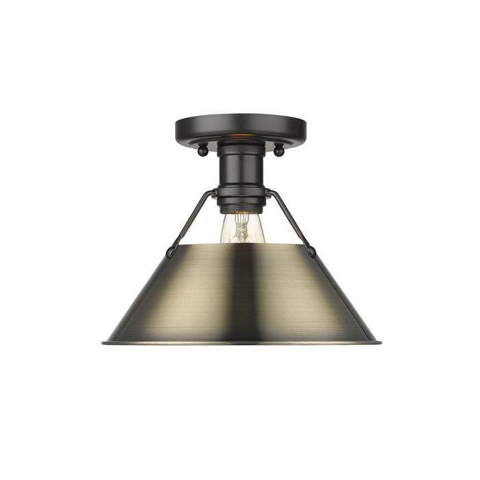 Golden Orwell 1-Light Flush Mount, Matte Black/Aged Brass - 3306-FMBLK-AB