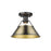 Golden Orwell 1-Light Flush Mount, Matte Black/Aged Brass