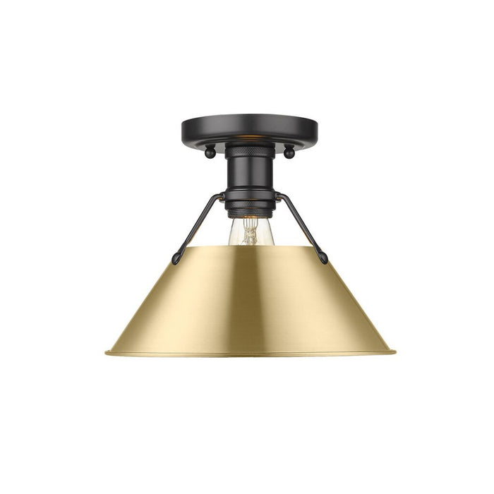 Golden Orwell 1-Light Flush Mount, Matte Black/Champagne Bronze - 3306-FMBLK-BCB
