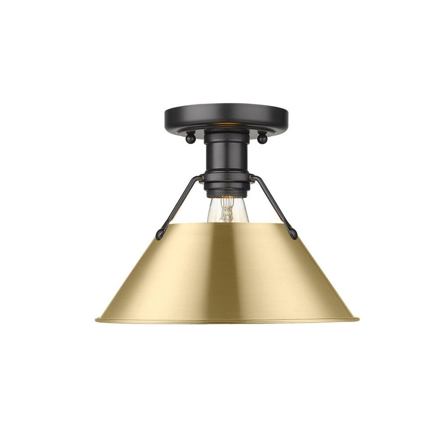 Golden Orwell 1-Light Flush Mount, Matte Black/Champagne Bronze - 3306-FMBLK-BCB