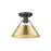 Golden Orwell 1-Light Flush Mount, Matte Black/Champagne Bronze