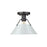 Golden Orwell 1-Light Flush Mount, Matte Black/Dusky Blue - 3306-FMBLK-DB