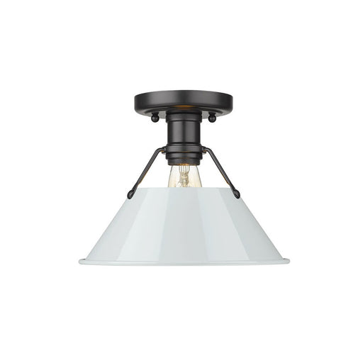 Golden Orwell 1-Light Flush Mount, Matte Black/Dusky Blue - 3306-FMBLK-DB